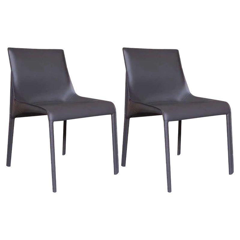 Designer Style Home Leather Chair Matte Finish Parsons Dining Side Chair Grey 2 Piece Set Clearhalo ' kitchen&dining_furn' 'Dining Chairs' 'Dining Tables & Seating' 'dining_chair' 'furn' 'furn_dining_chair' 'Furniture' 'furniture_dining_chair' 'Kitchen & Dining Furniture' 'kitchen' 3852422