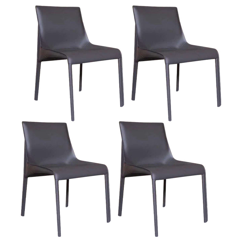 Designer Style Home Leather Chair Matte Finish Parsons Dining Side Chair Grey 4 Piece Set Clearhalo ' kitchen&dining_furn' 'Dining Chairs' 'Dining Tables & Seating' 'dining_chair' 'furn' 'furn_dining_chair' 'Furniture' 'furniture_dining_chair' 'Kitchen & Dining Furniture' 'kitchen' 3852425