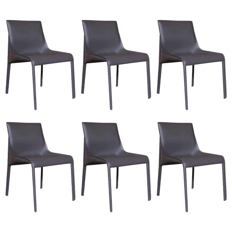 Designer Style Home Leather Chair Matte Finish Parsons Dining Side Chair Grey 6 Piece Set Clearhalo ' kitchen&dining_furn' 'Dining Chairs' 'Dining Tables & Seating' 'dining_chair' 'furn' 'furn_dining_chair' 'Furniture' 'furniture_dining_chair' 'Kitchen & Dining Furniture' 'kitchen' 3852427
