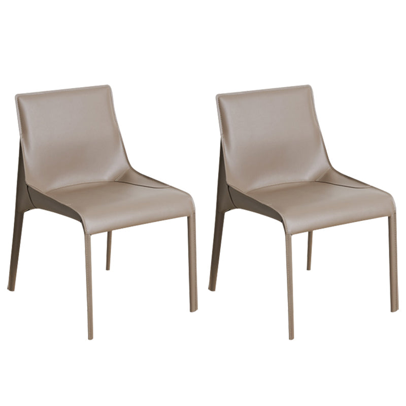 Designer Style Home Leather Chair Matte Finish Parsons Dining Side Chair Khaki 2 Piece Set Clearhalo ' kitchen&dining_furn' 'Dining Chairs' 'Dining Tables & Seating' 'dining_chair' 'furn' 'furn_dining_chair' 'Furniture' 'furniture_dining_chair' 'Kitchen & Dining Furniture' 'kitchen' 3852429
