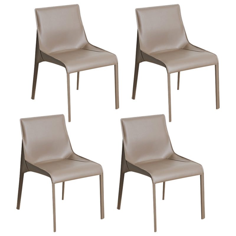 Designer Style Home Leather Chair Matte Finish Parsons Dining Side Chair Khaki 4 Piece Set Clearhalo ' kitchen&dining_furn' 'Dining Chairs' 'Dining Tables & Seating' 'dining_chair' 'furn' 'furn_dining_chair' 'Furniture' 'furniture_dining_chair' 'Kitchen & Dining Furniture' 'kitchen' 3852431