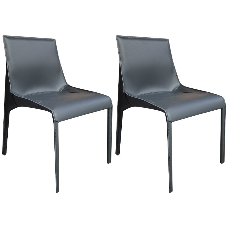 Designer Style Home Leather Chair Matte Finish Parsons Dining Side Chair Gray-Blue 2 Piece Set Clearhalo ' kitchen&dining_furn' 'Dining Chairs' 'Dining Tables & Seating' 'dining_chair' 'furn' 'furn_dining_chair' 'Furniture' 'furniture_dining_chair' 'Kitchen & Dining Furniture' 'kitchen' 3852435