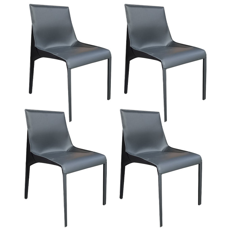 Designer Style Home Leather Chair Matte Finish Parsons Dining Side Chair Gray-Blue 4 Piece Set Clearhalo ' kitchen&dining_furn' 'Dining Chairs' 'Dining Tables & Seating' 'dining_chair' 'furn' 'furn_dining_chair' 'Furniture' 'furniture_dining_chair' 'Kitchen & Dining Furniture' 'kitchen' 3852436