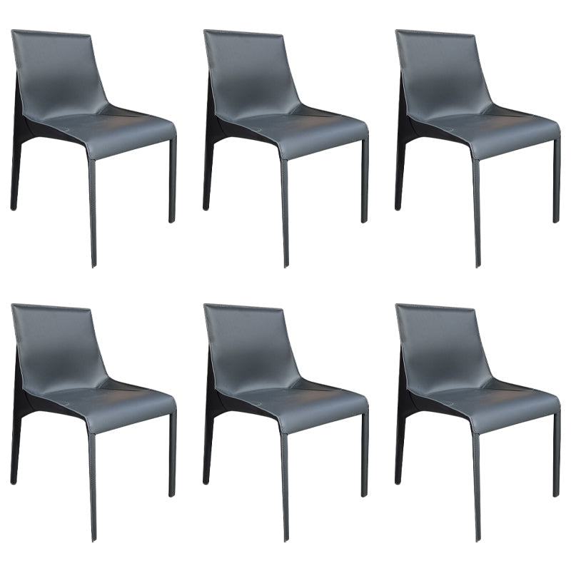 Designer Style Home Leather Chair Matte Finish Parsons Dining Side Chair Gray-Blue 6 Piece Set Clearhalo ' kitchen&dining_furn' 'Dining Chairs' 'Dining Tables & Seating' 'dining_chair' 'furn' 'furn_dining_chair' 'Furniture' 'furniture_dining_chair' 'Kitchen & Dining Furniture' 'kitchen' 3852437