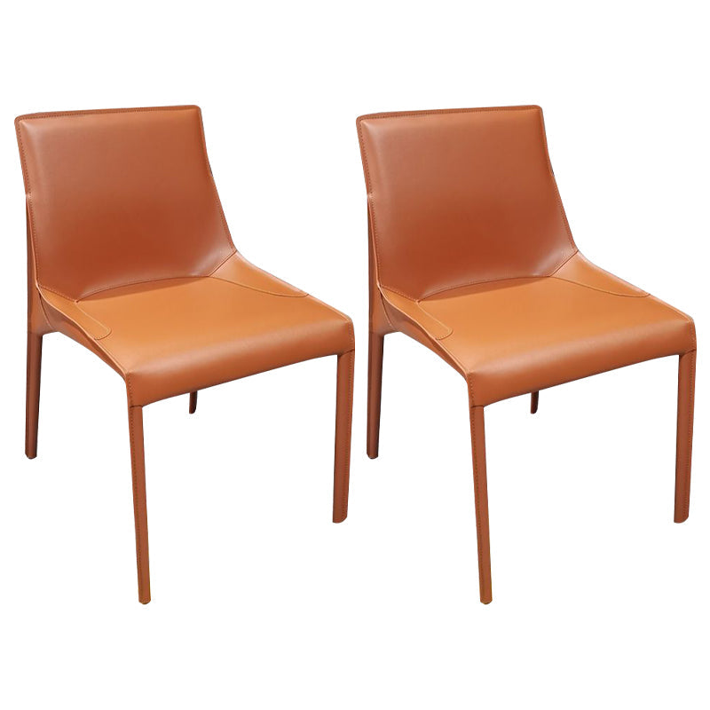 Designer Style Home Leather Chair Matte Finish Parsons Dining Side Chair Orange 2 Piece Set Clearhalo ' kitchen&dining_furn' 'Dining Chairs' 'Dining Tables & Seating' 'dining_chair' 'furn' 'furn_dining_chair' 'Furniture' 'furniture_dining_chair' 'Kitchen & Dining Furniture' 'kitchen' 3852438