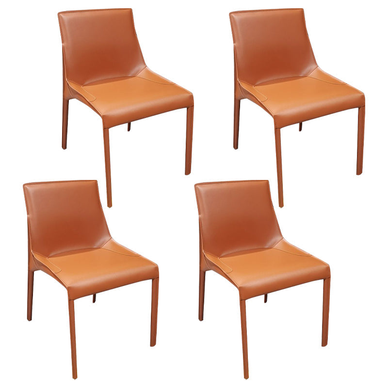 Designer Style Home Leather Chair Matte Finish Parsons Dining Side Chair Orange 4 Piece Set Clearhalo ' kitchen&dining_furn' 'Dining Chairs' 'Dining Tables & Seating' 'dining_chair' 'furn' 'furn_dining_chair' 'Furniture' 'furniture_dining_chair' 'Kitchen & Dining Furniture' 'kitchen' 3852439