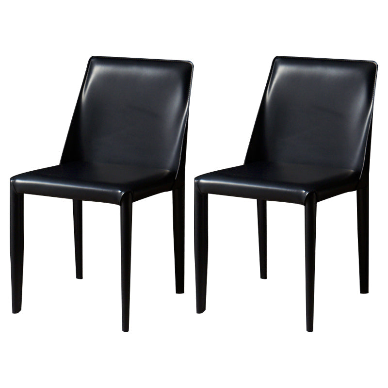 Leather Designer Style Home Chair Matte Finish Parsons Dining Side Chair Black 2 Piece Set Clearhalo ' kitchen&dining_furn' 'Dining Chairs' 'Dining Tables & Seating' 'dining_chair' 'furn' 'furn_dining_chair' 'Furniture' 'furniture_dining_chair' 'Kitchen & Dining Furniture' 'kitchen' 3852442
