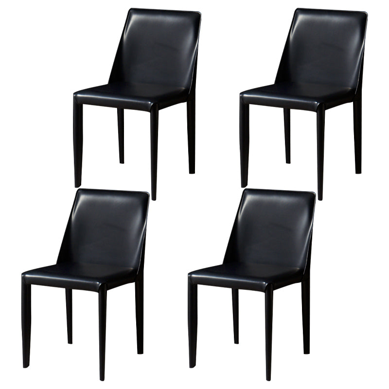 Leather Designer Style Home Chair Matte Finish Parsons Dining Side Chair Black 4 Piece Set Clearhalo ' kitchen&dining_furn' 'Dining Chairs' 'Dining Tables & Seating' 'dining_chair' 'furn' 'furn_dining_chair' 'Furniture' 'furniture_dining_chair' 'Kitchen & Dining Furniture' 'kitchen' 3852444