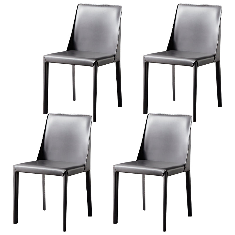Leather Designer Style Home Chair Matte Finish Parsons Dining Side Chair Grey 4 Piece Set Clearhalo ' kitchen&dining_furn' 'Dining Chairs' 'Dining Tables & Seating' 'dining_chair' 'furn' 'furn_dining_chair' 'Furniture' 'furniture_dining_chair' 'Kitchen & Dining Furniture' 'kitchen' 3852450