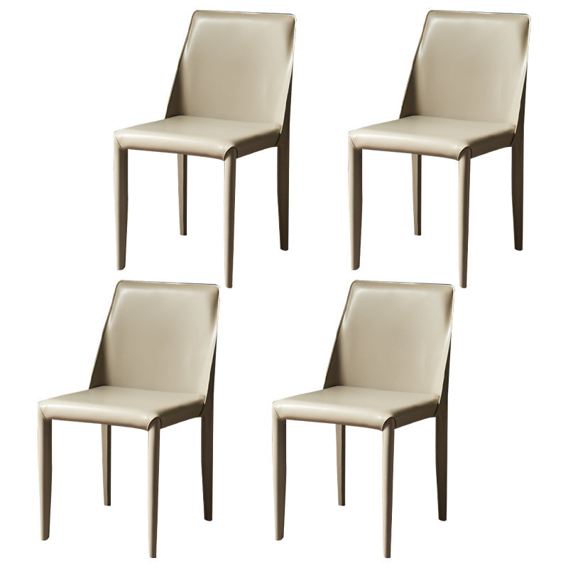 Leather Designer Style Home Chair Matte Finish Parsons Dining Side Chair Light Gray 4 Piece Set Clearhalo ' kitchen&dining_furn' 'Dining Chairs' 'Dining Tables & Seating' 'dining_chair' 'furn' 'furn_dining_chair' 'Furniture' 'furniture_dining_chair' 'Kitchen & Dining Furniture' 'kitchen' 3852456