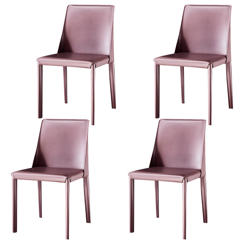 Leather Designer Style Home Chair Matte Finish Parsons Dining Side Chair Pink 4 Piece Set Clearhalo ' kitchen&dining_furn' 'Dining Chairs' 'Dining Tables & Seating' 'dining_chair' 'furn' 'furn_dining_chair' 'Furniture' 'furniture_dining_chair' 'Kitchen & Dining Furniture' 'kitchen' 3852462