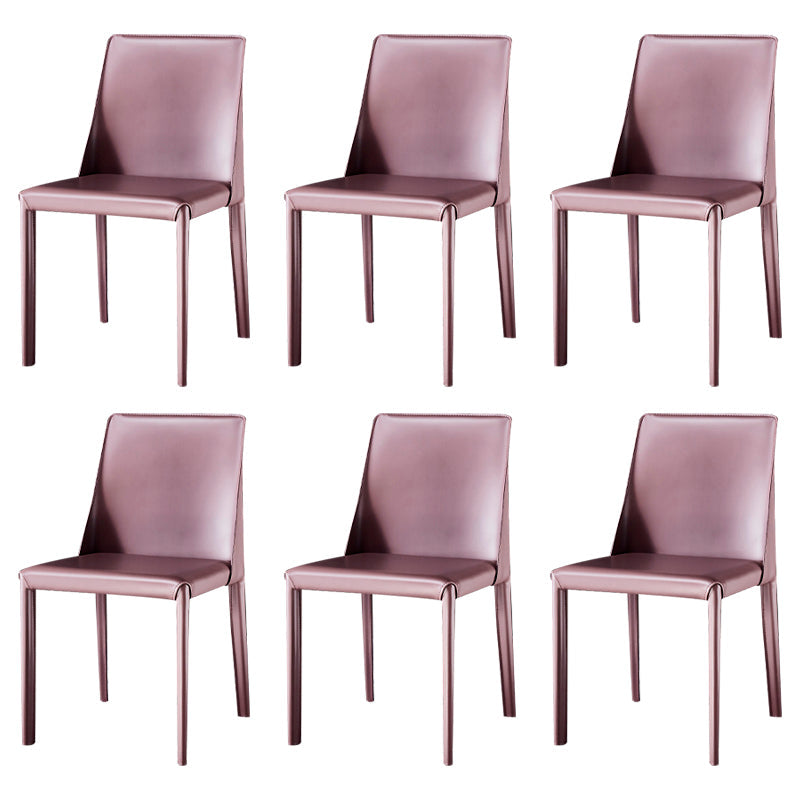 Leather Designer Style Home Chair Matte Finish Parsons Dining Side Chair Pink 6 Piece Set Clearhalo ' kitchen&dining_furn' 'Dining Chairs' 'Dining Tables & Seating' 'dining_chair' 'furn' 'furn_dining_chair' 'Furniture' 'furniture_dining_chair' 'Kitchen & Dining Furniture' 'kitchen' 3852464