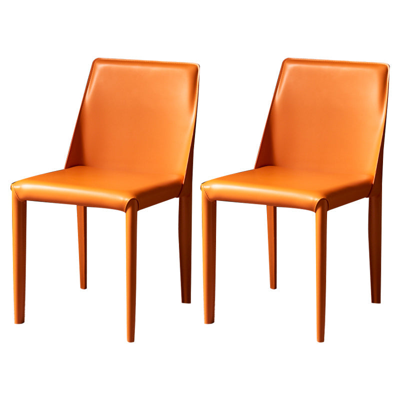 Leather Designer Style Home Chair Matte Finish Parsons Dining Side Chair Orange 2 Piece Set Clearhalo ' kitchen&dining_furn' 'Dining Chairs' 'Dining Tables & Seating' 'dining_chair' 'furn' 'furn_dining_chair' 'Furniture' 'furniture_dining_chair' 'Kitchen & Dining Furniture' 'kitchen' 3852466