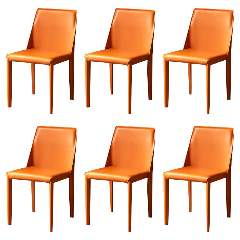 Leather Designer Style Home Chair Matte Finish Parsons Dining Side Chair Orange 6 Piece Set Clearhalo ' kitchen&dining_furn' 'Dining Chairs' 'Dining Tables & Seating' 'dining_chair' 'furn' 'furn_dining_chair' 'Furniture' 'furniture_dining_chair' 'Kitchen & Dining Furniture' 'kitchen' 3852468