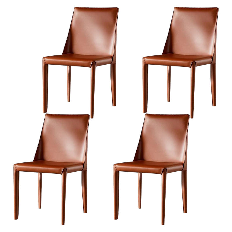 Leather Designer Style Home Chair Matte Finish Parsons Dining Side Chair Brown 4 Piece Set Clearhalo ' kitchen&dining_furn' 'Dining Chairs' 'Dining Tables & Seating' 'dining_chair' 'furn' 'furn_dining_chair' 'Furniture' 'furniture_dining_chair' 'Kitchen & Dining Furniture' 'kitchen' 3852470