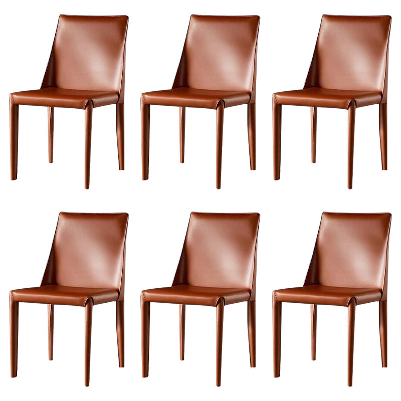 Leather Designer Style Home Chair Matte Finish Parsons Dining Side Chair Brown 6 Piece Set Clearhalo ' kitchen&dining_furn' 'Dining Chairs' 'Dining Tables & Seating' 'dining_chair' 'furn' 'furn_dining_chair' 'Furniture' 'furniture_dining_chair' 'Kitchen & Dining Furniture' 'kitchen' 3852471