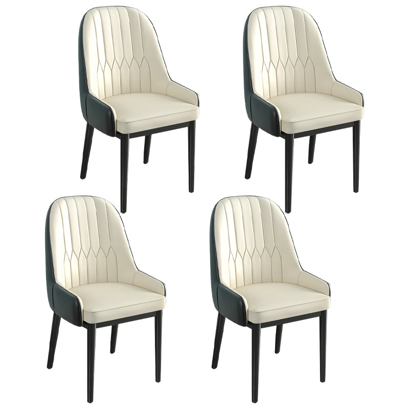 Metal Scandinavian Style Dining Chair Parsons Dining Side Chair for Restaurant White-Black 4 Piece Set Clearhalo ' kitchen&dining_furn' 'Dining Chairs' 'Dining Tables & Seating' 'dining_chair' 'furn' 'furn_dining_chair' 'Furniture' 'furniture_dining_chair' 'Kitchen & Dining Furniture' 'kitchen' 3852517