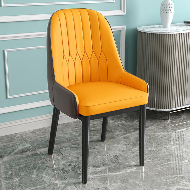 Metal Scandinavian Style Dining Chair Parsons Dining Side Chair for Restaurant Khaki-Orange 1 Piece Clearhalo ' kitchen&dining_furn' 'Dining Chairs' 'Dining Tables & Seating' 'dining_chair' 'furn' 'furn_dining_chair' 'Furniture' 'furniture_dining_chair' 'Kitchen & Dining Furniture' 'kitchen' 3852518