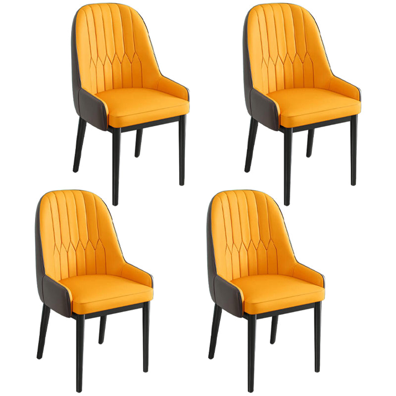 Metal Scandinavian Style Dining Chair Parsons Dining Side Chair for Restaurant Khaki-Orange 4 Piece Set Clearhalo ' kitchen&dining_furn' 'Dining Chairs' 'Dining Tables & Seating' 'dining_chair' 'furn' 'furn_dining_chair' 'Furniture' 'furniture_dining_chair' 'Kitchen & Dining Furniture' 'kitchen' 3852520