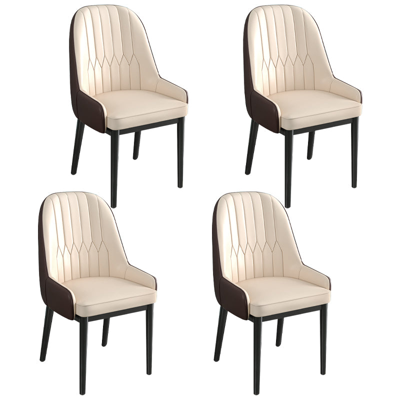 Metal Scandinavian Style Dining Chair Parsons Dining Side Chair for Restaurant Off-White 4 Piece Set Clearhalo ' kitchen&dining_furn' 'Dining Chairs' 'Dining Tables & Seating' 'dining_chair' 'furn' 'furn_dining_chair' 'Furniture' 'furniture_dining_chair' 'Kitchen & Dining Furniture' 'kitchen' 3852523
