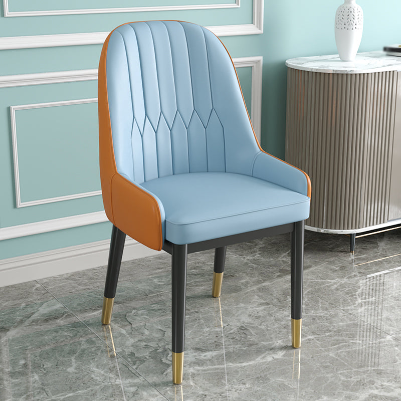 Metal Scandinavian Style Dining Chair Parsons Dining Side Chair for Restaurant Blue-Orange 1 Piece Clearhalo ' kitchen&dining_furn' 'Dining Chairs' 'Dining Tables & Seating' 'dining_chair' 'furn' 'furn_dining_chair' 'Furniture' 'furniture_dining_chair' 'Kitchen & Dining Furniture' 'kitchen' 3852539