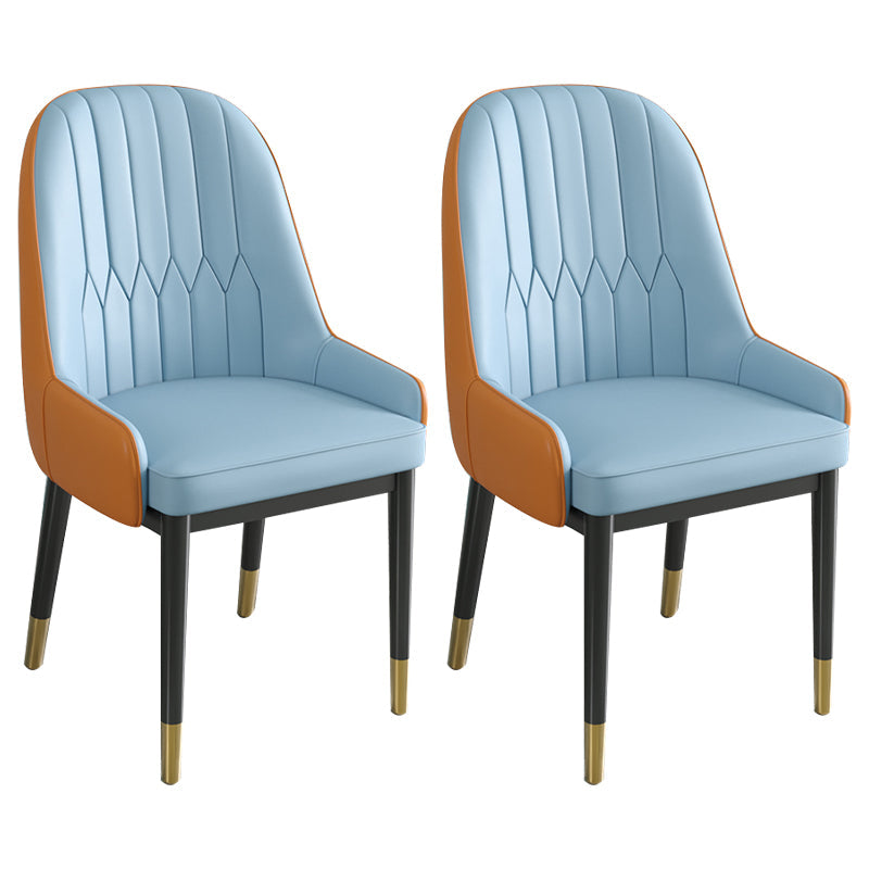 Metal Scandinavian Style Dining Chair Parsons Dining Side Chair for Restaurant Blue-Orange 2 Piece Set Clearhalo ' kitchen&dining_furn' 'Dining Chairs' 'Dining Tables & Seating' 'dining_chair' 'furn' 'furn_dining_chair' 'Furniture' 'furniture_dining_chair' 'Kitchen & Dining Furniture' 'kitchen' 3852540