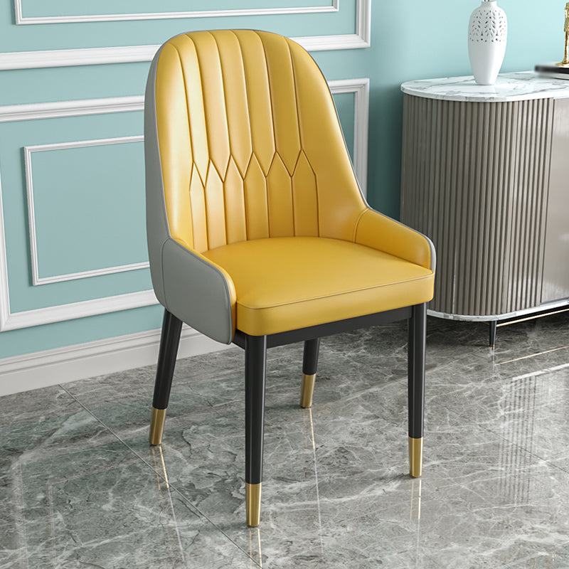 Metal Scandinavian Style Dining Chair Parsons Dining Side Chair for Restaurant Yellow 1 Piece Clearhalo ' kitchen&dining_furn' 'Dining Chairs' 'Dining Tables & Seating' 'dining_chair' 'furn' 'furn_dining_chair' 'Furniture' 'furniture_dining_chair' 'Kitchen & Dining Furniture' 'kitchen' 3852545