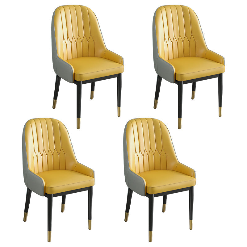 Metal Scandinavian Style Dining Chair Parsons Dining Side Chair for Restaurant Yellow 4 Piece Set Clearhalo ' kitchen&dining_furn' 'Dining Chairs' 'Dining Tables & Seating' 'dining_chair' 'furn' 'furn_dining_chair' 'Furniture' 'furniture_dining_chair' 'Kitchen & Dining Furniture' 'kitchen' 3852547