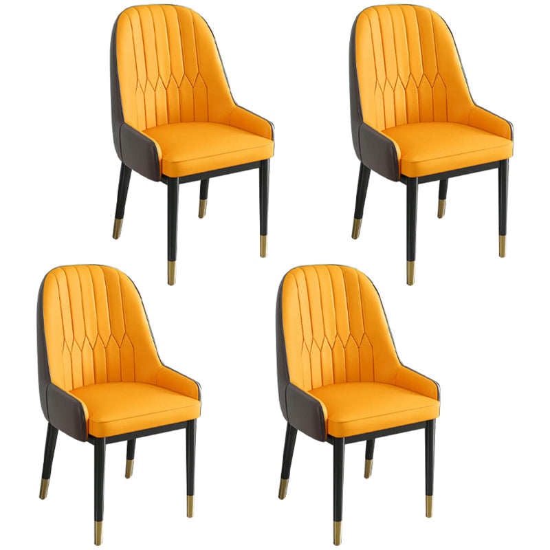 Metal Scandinavian Style Dining Chair Parsons Dining Side Chair for Restaurant Orange-Red 4 Piece Set Clearhalo ' kitchen&dining_furn' 'Dining Chairs' 'Dining Tables & Seating' 'dining_chair' 'furn' 'furn_dining_chair' 'Furniture' 'furniture_dining_chair' 'Kitchen & Dining Furniture' 'kitchen' 3852559