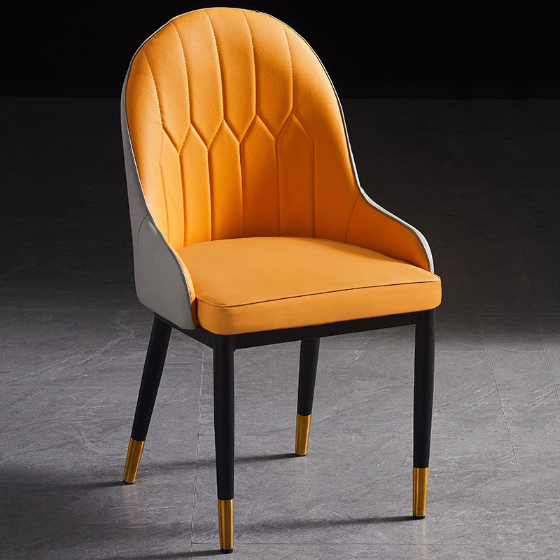 Metal Scandinavian Style Dining Chair Parsons Dining Side Chair for Restaurant Gold 1 Piece Clearhalo ' kitchen&dining_furn' 'Dining Chairs' 'Dining Tables & Seating' 'dining_chair' 'furn' 'furn_dining_chair' 'Furniture' 'furniture_dining_chair' 'Kitchen & Dining Furniture' 'kitchen' 3852563