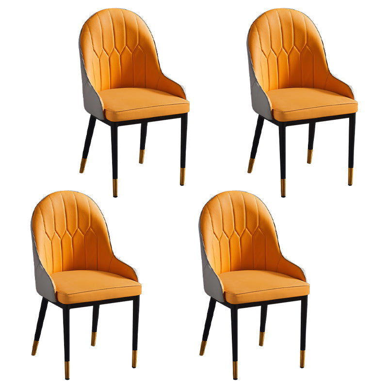 Metal Scandinavian Style Dining Chair Parsons Dining Side Chair for Restaurant Gold 4 Piece Set Clearhalo ' kitchen&dining_furn' 'Dining Chairs' 'Dining Tables & Seating' 'dining_chair' 'furn' 'furn_dining_chair' 'Furniture' 'furniture_dining_chair' 'Kitchen & Dining Furniture' 'kitchen' 3852565