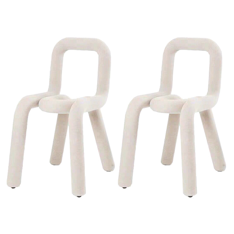 Velvet Designer Style Living Room Side Chair Matte Finish Open Back Dining Chair White 2 Piece Set Clearhalo ' kitchen&dining_furn' 'Dining Chairs' 'Dining Tables & Seating' 'dining_chair' 'furn' 'furn_dining_chair' 'Furniture' 'furniture_dining_chair' 'Kitchen & Dining Furniture' 'kitchen' 3852591