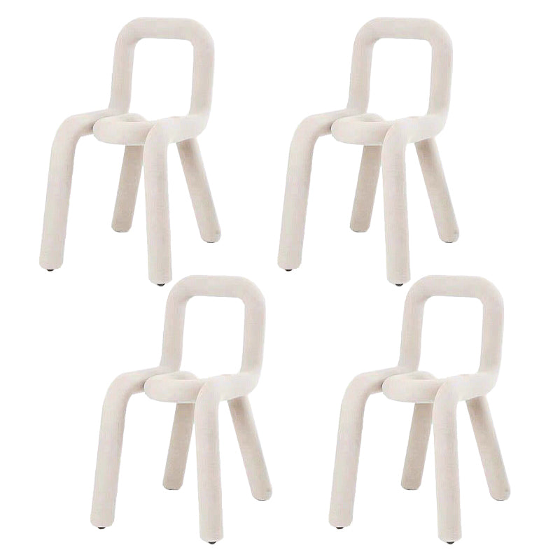 Velvet Designer Style Living Room Side Chair Matte Finish Open Back Dining Chair White 4 Piece Set Clearhalo ' kitchen&dining_furn' 'Dining Chairs' 'Dining Tables & Seating' 'dining_chair' 'furn' 'furn_dining_chair' 'Furniture' 'furniture_dining_chair' 'Kitchen & Dining Furniture' 'kitchen' 3852592