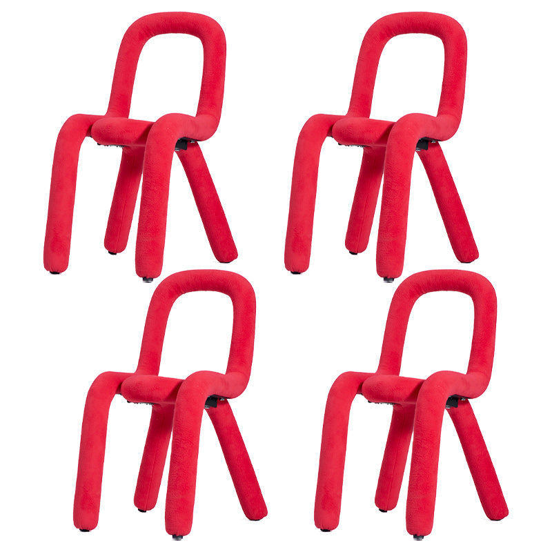 Velvet Designer Style Living Room Side Chair Matte Finish Open Back Dining Chair Red 4 Piece Set Clearhalo ' kitchen&dining_furn' 'Dining Chairs' 'Dining Tables & Seating' 'dining_chair' 'furn' 'furn_dining_chair' 'Furniture' 'furniture_dining_chair' 'Kitchen & Dining Furniture' 'kitchen' 3852595