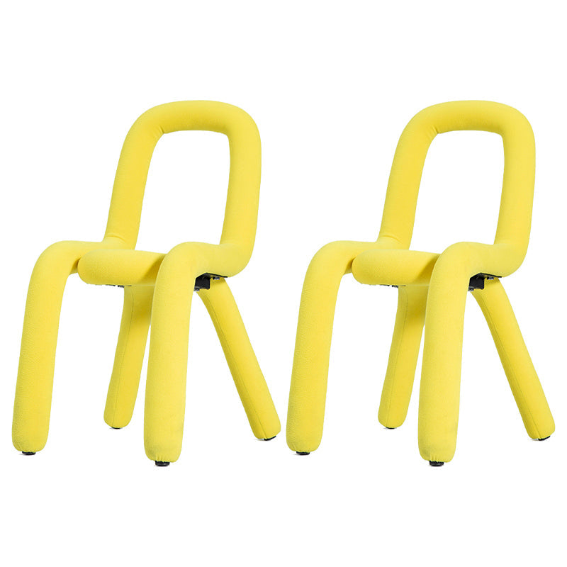 Velvet Designer Style Living Room Side Chair Matte Finish Open Back Dining Chair Yellow 2 Piece Set Clearhalo ' kitchen&dining_furn' 'Dining Chairs' 'Dining Tables & Seating' 'dining_chair' 'furn' 'furn_dining_chair' 'Furniture' 'furniture_dining_chair' 'Kitchen & Dining Furniture' 'kitchen' 3852597