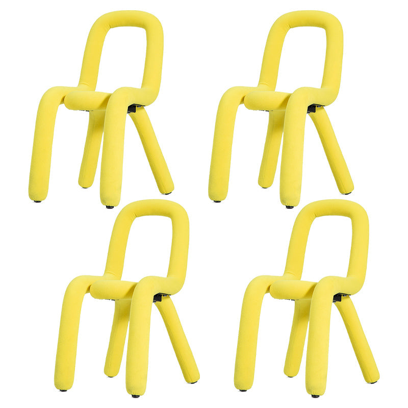 Velvet Designer Style Living Room Side Chair Matte Finish Open Back Dining Chair Yellow 4 Piece Set Clearhalo ' kitchen&dining_furn' 'Dining Chairs' 'Dining Tables & Seating' 'dining_chair' 'furn' 'furn_dining_chair' 'Furniture' 'furniture_dining_chair' 'Kitchen & Dining Furniture' 'kitchen' 3852598