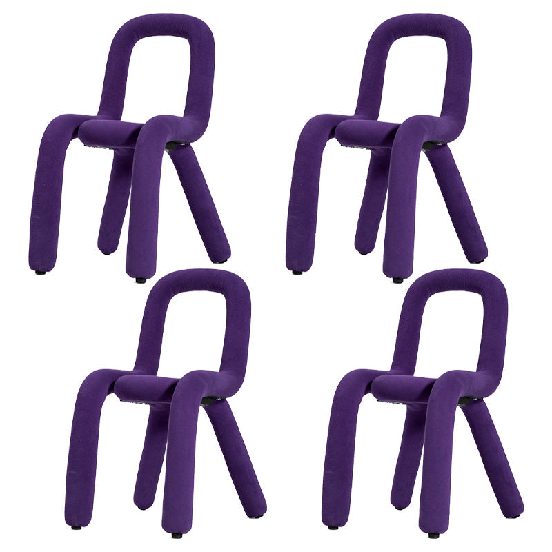 Velvet Designer Style Living Room Side Chair Matte Finish Open Back Dining Chair Purple 4 Piece Set Clearhalo ' kitchen&dining_furn' 'Dining Chairs' 'Dining Tables & Seating' 'dining_chair' 'furn' 'furn_dining_chair' 'Furniture' 'furniture_dining_chair' 'Kitchen & Dining Furniture' 'kitchen' 3852604