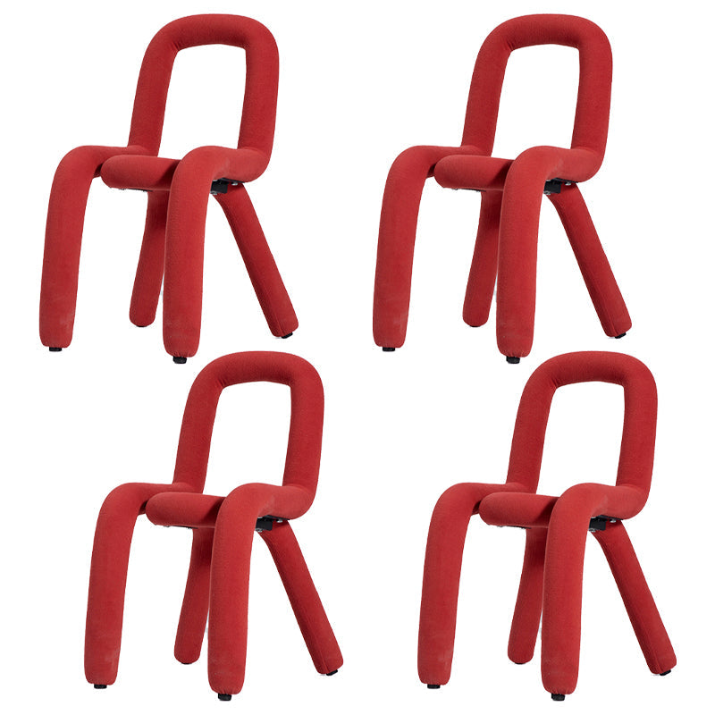 Velvet Designer Style Living Room Side Chair Matte Finish Open Back Dining Chair Burgundy 4 Piece Set Clearhalo ' kitchen&dining_furn' 'Dining Chairs' 'Dining Tables & Seating' 'dining_chair' 'furn' 'furn_dining_chair' 'Furniture' 'furniture_dining_chair' 'Kitchen & Dining Furniture' 'kitchen' 3852610