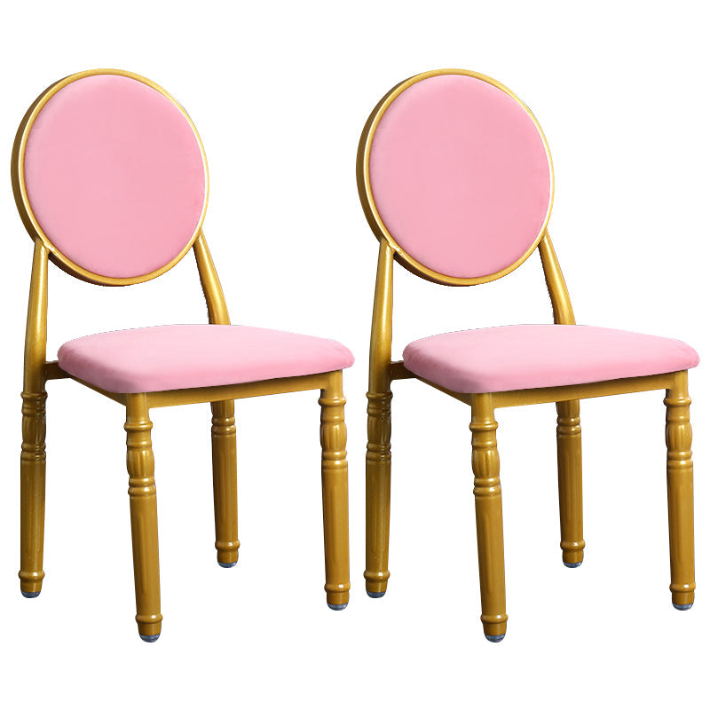 Scandinavian Home Side Chair Open Back Metal Upholstered Dining Side Chair Pink 2 Piece Set Clearhalo ' kitchen&dining_furn' 'Dining Chairs' 'Dining Tables & Seating' 'dining_chair' 'furn' 'furn_dining_chair' 'Furniture' 'furniture_dining_chair' 'Kitchen & Dining Furniture' 'kitchen' 3852638