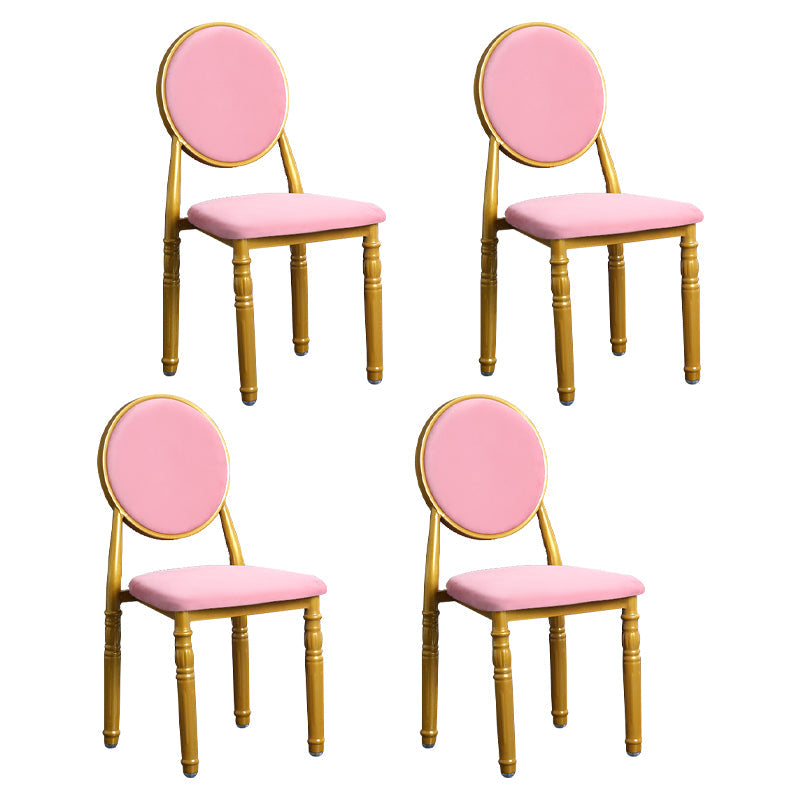 Scandinavian Home Side Chair Open Back Metal Upholstered Dining Side Chair Pink 4 Piece Set Clearhalo ' kitchen&dining_furn' 'Dining Chairs' 'Dining Tables & Seating' 'dining_chair' 'furn' 'furn_dining_chair' 'Furniture' 'furniture_dining_chair' 'Kitchen & Dining Furniture' 'kitchen' 3852641