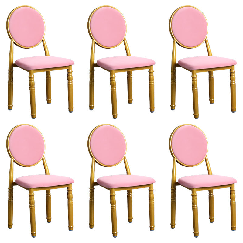 Scandinavian Home Side Chair Open Back Metal Upholstered Dining Side Chair Pink 6 Piece Set Clearhalo ' kitchen&dining_furn' 'Dining Chairs' 'Dining Tables & Seating' 'dining_chair' 'furn' 'furn_dining_chair' 'Furniture' 'furniture_dining_chair' 'Kitchen & Dining Furniture' 'kitchen' 3852642