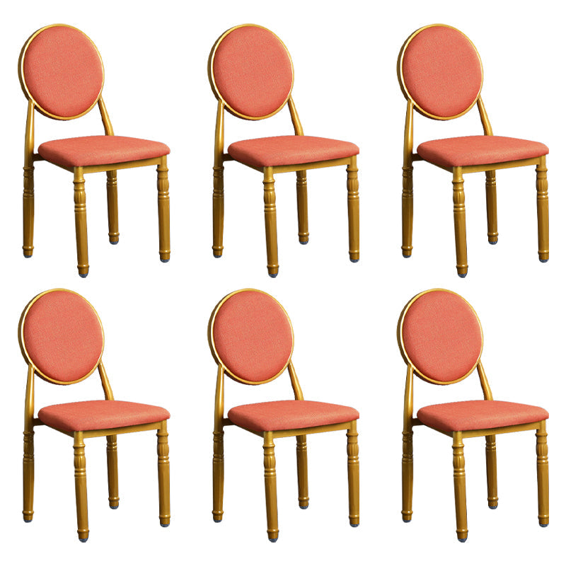 Scandinavian Home Side Chair Open Back Metal Upholstered Dining Side Chair Orange 6 Piece Set Clearhalo ' kitchen&dining_furn' 'Dining Chairs' 'Dining Tables & Seating' 'dining_chair' 'furn' 'furn_dining_chair' 'Furniture' 'furniture_dining_chair' 'Kitchen & Dining Furniture' 'kitchen' 3852648