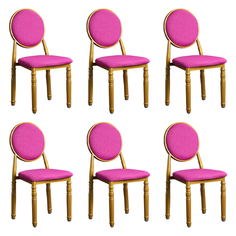 Scandinavian Home Side Chair Open Back Metal Upholstered Dining Side Chair Rose Red 6 Piece Set Clearhalo ' kitchen&dining_furn' 'Dining Chairs' 'Dining Tables & Seating' 'dining_chair' 'furn' 'furn_dining_chair' 'Furniture' 'furniture_dining_chair' 'Kitchen & Dining Furniture' 'kitchen' 3852666