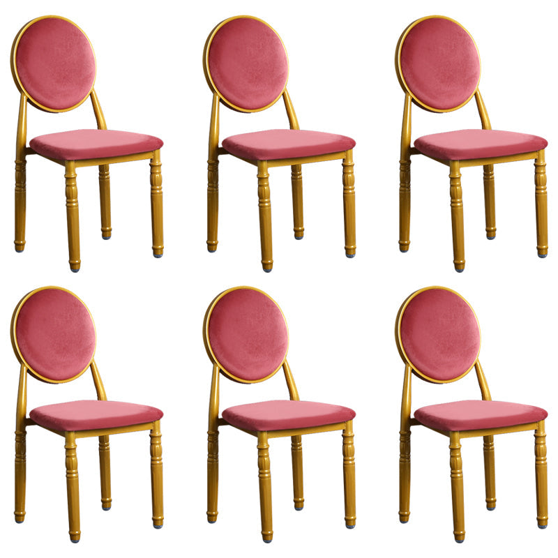 Scandinavian Home Side Chair Open Back Metal Upholstered Dining Side Chair Peach 6 Piece Set Clearhalo ' kitchen&dining_furn' 'Dining Chairs' 'Dining Tables & Seating' 'dining_chair' 'furn' 'furn_dining_chair' 'Furniture' 'furniture_dining_chair' 'Kitchen & Dining Furniture' 'kitchen' 3852678
