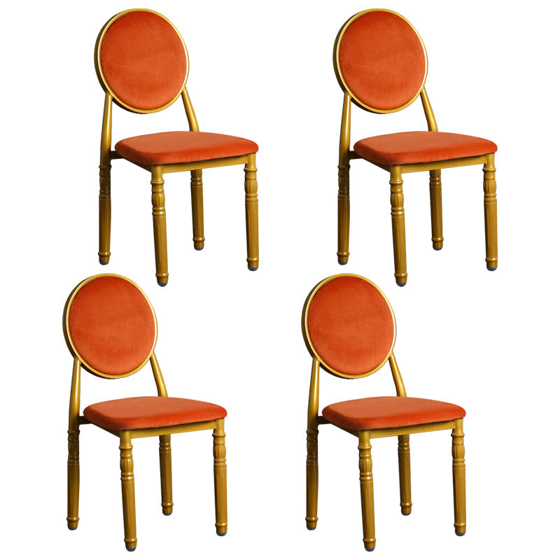Scandinavian Home Side Chair Open Back Metal Upholstered Dining Side Chair Orange 4 Piece Set Clearhalo ' kitchen&dining_furn' 'Dining Chairs' 'Dining Tables & Seating' 'dining_chair' 'furn' 'furn_dining_chair' 'Furniture' 'furniture_dining_chair' 'Kitchen & Dining Furniture' 'kitchen' 3852680