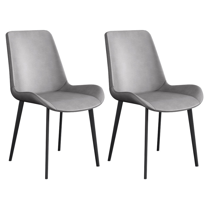 Leather Scandinavian Restaurant Side Chair Parsons Dining Chair with Metal Legs Grey 2 Piece Set Black Clearhalo ' kitchen&dining_furn' 'Dining Chairs' 'Dining Tables & Seating' 'dining_chair' 'furn' 'furn_dining_chair' 'Furniture' 'furniture_dining_chair' 'Kitchen & Dining Furniture' 'kitchen' 3852707