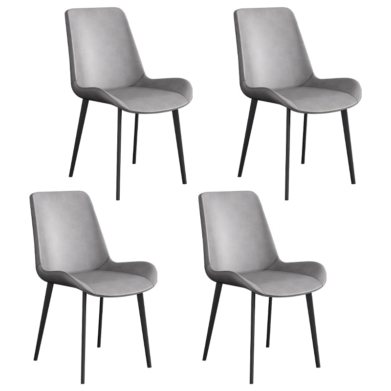 Leather Scandinavian Restaurant Side Chair Parsons Dining Chair with Metal Legs Grey 4 Piece Set Black Clearhalo ' kitchen&dining_furn' 'Dining Chairs' 'Dining Tables & Seating' 'dining_chair' 'furn' 'furn_dining_chair' 'Furniture' 'furniture_dining_chair' 'Kitchen & Dining Furniture' 'kitchen' 3852708