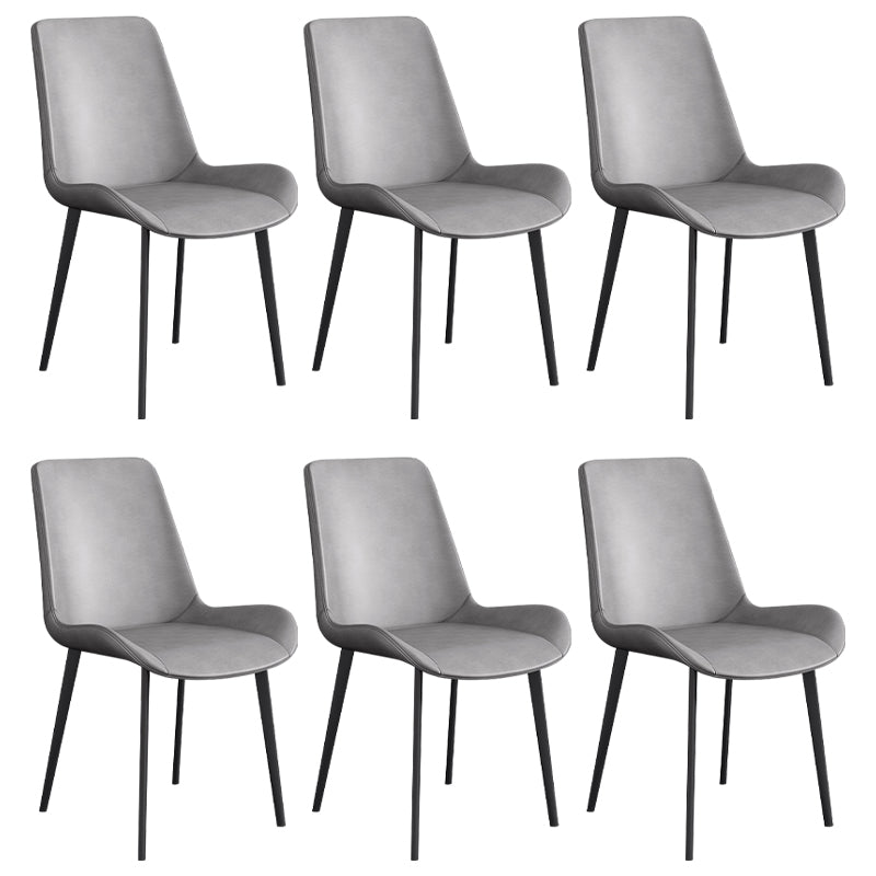 Leather Scandinavian Restaurant Side Chair Parsons Dining Chair with Metal Legs Grey 6 Piece Set Black Clearhalo ' kitchen&dining_furn' 'Dining Chairs' 'Dining Tables & Seating' 'dining_chair' 'furn' 'furn_dining_chair' 'Furniture' 'furniture_dining_chair' 'Kitchen & Dining Furniture' 'kitchen' 3852710