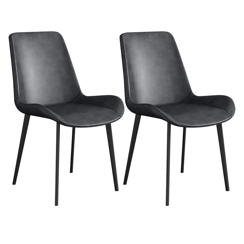 Leather Scandinavian Restaurant Side Chair Parsons Dining Chair with Metal Legs Dark Gray 2 Piece Set Black Clearhalo ' kitchen&dining_furn' 'Dining Chairs' 'Dining Tables & Seating' 'dining_chair' 'furn' 'furn_dining_chair' 'Furniture' 'furniture_dining_chair' 'Kitchen & Dining Furniture' 'kitchen' 3852713