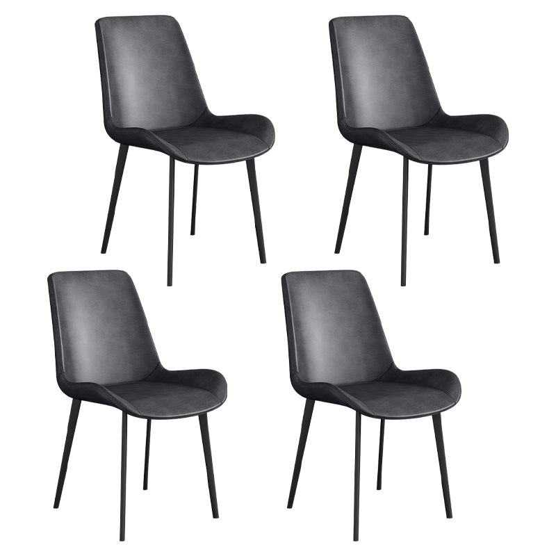 Leather Scandinavian Restaurant Side Chair Parsons Dining Chair with Metal Legs Dark Gray 4 Piece Set Black Clearhalo ' kitchen&dining_furn' 'Dining Chairs' 'Dining Tables & Seating' 'dining_chair' 'furn' 'furn_dining_chair' 'Furniture' 'furniture_dining_chair' 'Kitchen & Dining Furniture' 'kitchen' 3852714